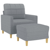 vidaXL Fotel z podnóżkiem, jasnoszary, 60 cm, obity tkaniną model standard