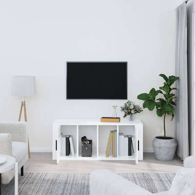Szafka pod TV, wysoki połysk, biała, 100x35x40 cm vidaXL