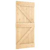 Drzwi przesuwne 95 x 210 cm Lite Drewno Sosnowe (Nieobrobione)