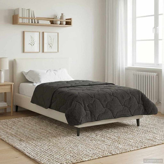 Zimowa Kołdra Antracyt 155 x 220 cm Mikrofibra i Fleece Teddy