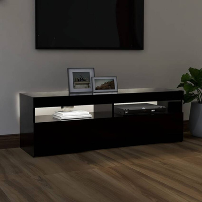 vidaXL Szafka pod TV z oświetleniem LED, czarna, 120x35x40 cm