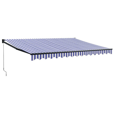 Zwijana markiza, niebiesko-biała, 4x3 m, tkanina i aluminium