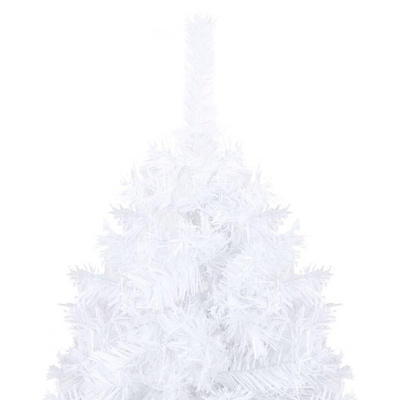 Sztuczna choinka z lampkami i bombkami, biała, 150 cm, PVC vidaXL