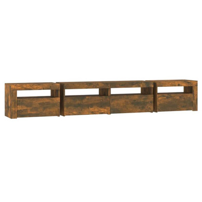 vidaXL Szafka pod TV z oświetleniem LED, przydymiony dąb, 240x35x40 cm