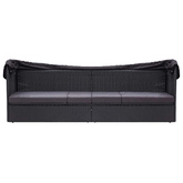 Sofa ogrodowa z zadaszeniem, polirattan, czarna