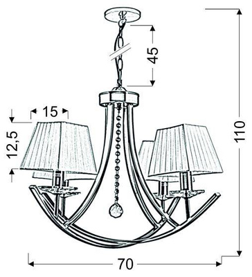 Lampa wisząca patynowa żyrandol 4xE14 Valencia 34-84555
