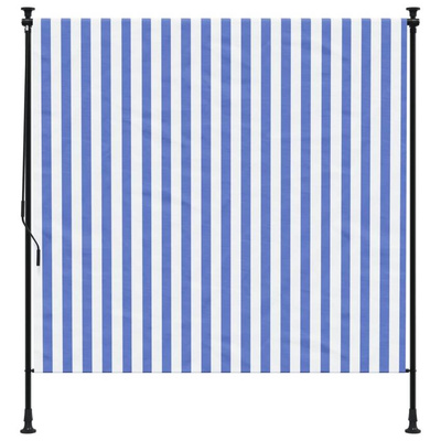 vidaXL Roleta zewnętrzna, niebiesko-biała, 200x270 cm, tkanina i stal