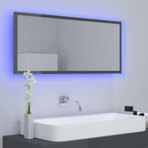 vidaXL Lustro łazienkowe LED, wysoki połysk szare, 100x8,5x37cm, akryl