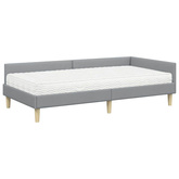Rama Łóżka Narożnego z Materacem 2 szt. Jasnoszary 100 x 200 cm