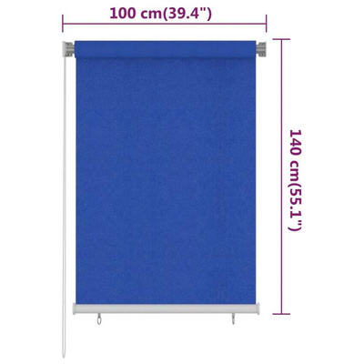 vidaXL Roleta zewnętrzna, 100x140 cm, niebieska, HDPE