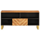 Szafka pod TV, brązowo-czarna 100x33,5x46 cm, lite drewno mango vidaXL