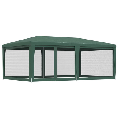 vidaXL Namiot imprezowy z 6 ścianami z siatki, zielony, 6x4 m, HDPE