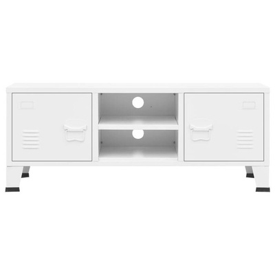 vidaXL Industrialna szafka pod TV, biała, 105x35x42 cm, metalowa