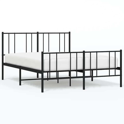 Metalowa rama łóżka z wezgłowiem i zanóżkiem, czarna, 120x200cm vidaXL