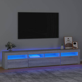 vidaXL Szafka pod TV z oświetleniem LED, szary dąb sonoma,210x35x40 cm