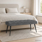 Ławka z guzikami ciemnoszary 110 x 40 x 46 cm Welur