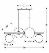 Lampa wisząca KAMA czarna w stylu dark japandi – z grafitowymi kloszami kulami – designerska lampa do salonu 4x G9 LED