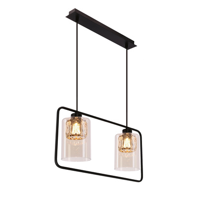 Lampa wisząca Destro podwójna z kloszem szklana bursztynowa 2-punktowa