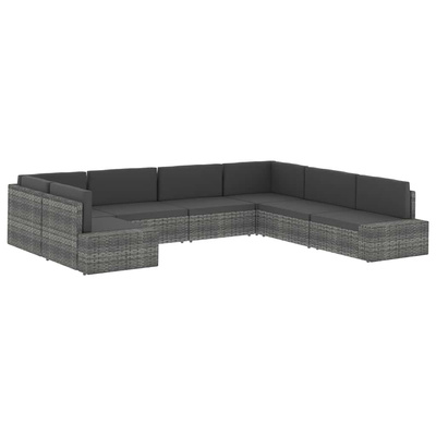 Modułowe siedzisko narożne, rattan PE, szare