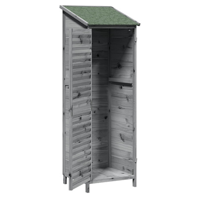 Shed ogrodowy z dachem Szary 59 x 56 x 176 cm Drewno Świerkowe