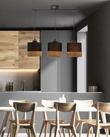 Porto lampa wisząca czarny 3x60w e27 abażur czarny+fornir