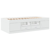 Łóżko dzienne z szufladami, bez materaca, białe, 100x200 cm