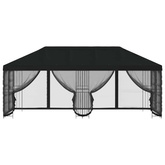 Altana z bokami 6 x 3 m Czarny Poliester i Stal 190
