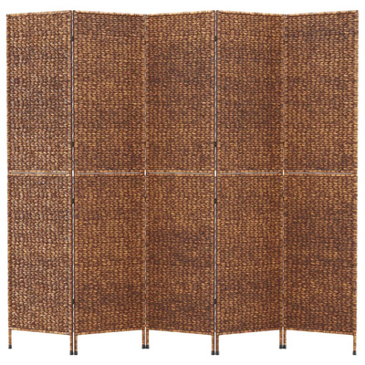 Parawan pokojowy 5-panelowy, brązowy, 205x180 cm, hiacynt wodny