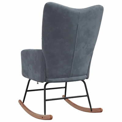 Fotel bujany, ciemnoszary, tapicerowany aksamitem model standard