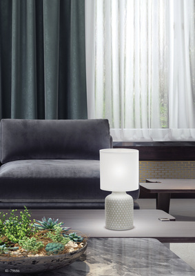 Lampka nocna Iner szara ceramiczna z abażurem Candellux
