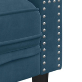Sofa Chesterfield z wałkami, trzyosobowa, niebieska, aksamit