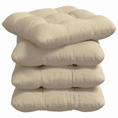 Poduszki na siedziska 4 pcs Kremowy 40 x 40 x 12 cm tkanina