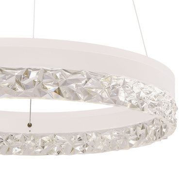 Lampa wisząca FROZI w stylu glamour – biały klosz z kryształkami – eleganckie i nowoczesne oświetlenie salonu LED