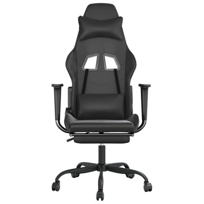 vidaXL Fotel gamingowy z podnóżkiem, czarny, sztuczna skóra