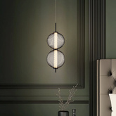 Lampa wisząca druciana PUMA z kloszami kulami 14 x 38 cm – designerskie oświetlenie salonu LED 3000K