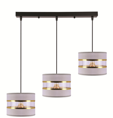 Lampa wisząca z abażurami Pandy czarna potrójna do salonu E27