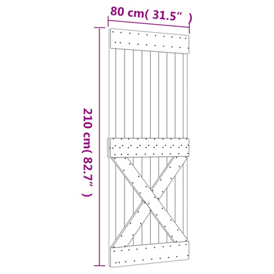 Drzwi przesuwne 80 x 210 cm Lite Drewno Sosnowe (Nieobrobione)