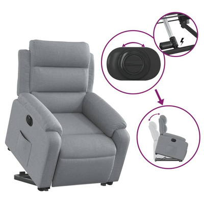 vidaXL Podnoszony fotel masujący, elektryczny, rozkładany, jasnoszary model standard