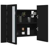 Szafka łazienkowa z lustrem i LED, czarna, 60x12x45 cm, akryl