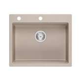 Zlewozmywak granitowy KURT 110 WORKSTATION – jednokomorowy, wpuszczany, pearl beige/elementy stalowe + AKCESORIA, Quadron