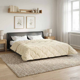 Zimowa Kołdra Kremowy 200 x 220 cm Mikrofibra i Fleece Teddy