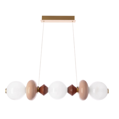 FLORES lampa wisząca mosiężny+brązowy+pomarańczowy poz.20W LED 3000K klosz biały