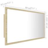 vidaXL Lustro łazienkowe LED, kolor dąb sonoma, 80x8,5x37 cm, akryl