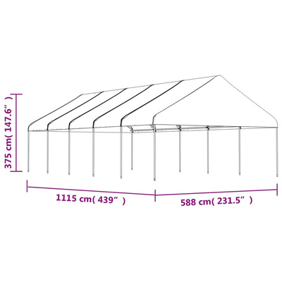 Namiot ogrodowy z dachem, biały, 11,15x5,88x3,75 m, polietylen