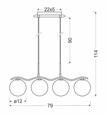 Lampa wisząca chrom/biała kula 4 Ramon 34-01412