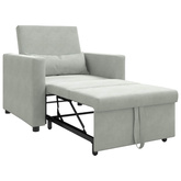 Rozkładana sofa jednoosobowa z kółkami Jasnoszary Aksamit