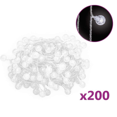 Lampki świąteczne, 20 m, 200 diod LED, zimna biel, 8 funkcji