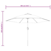 Parasol ogrodowy na metalowym słupku, 300 cm, kolor taupe