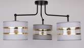 Lampa sufitowa czarny 3xE27 abażur biały + złoty Andy 33-00514