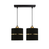 Lampa wisząca z abażurami Assam czarna złoty pasek podwójna do jadalni